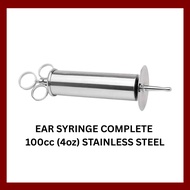 EAR SYRINGE COMPLETE 100cc (4oz) STAINLESS STEEL