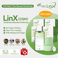 LinX CGM 4 Sets Continuous Glucose Monitor 24h Real-time Blood Sugar Test No Finger Pricking Glucose