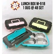 LUNCH BOX M-918 • 304 STAINLESS STEEL LUNCH BOX • LUNCH BOX • 4-COMPANIMENT LUNCH BOX