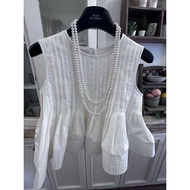 ฤดูร้อน 2024 สไตล์เกาหลี แขนกุด พลีท เสื้อเชิ้ต เรียบง่าย หลากหลาย หวาน Looking Vest Top ผู้หญิง อิน