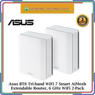 Asus BT8 Tri-band WiFi 7 (802.11be) Smart AiMesh Extendable Router, Dual 2.5G Ports 2-Pack - 3 Years