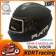 RXR K691B-X Modular Full Face DUAL VISOR Helmet with ICC Washable SIZE: L (59-60cm) XL(62-64cm)