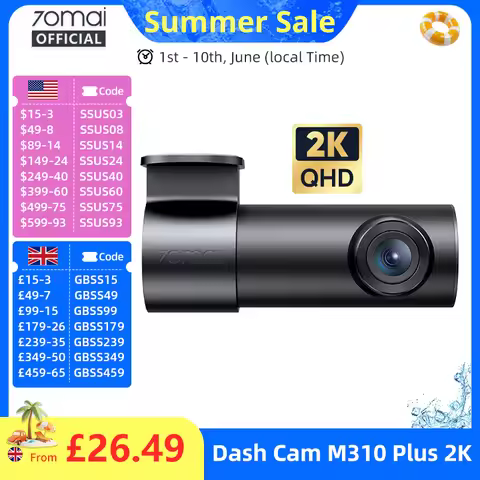 70mai Dash Cam M310 Plus 2K 1440P Super Night Vision F1.55 Aperture 70mai M310 2K Car DVR 24H Parkin