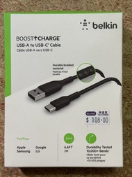 <全新有盒> Belkin 2m USB-A to USB-C 充電線 叉電線 數據線 Charging Cable Data Cable