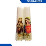 LILIN CATHOLIC PRAYER CANDLE 24 CM ALTAR CANDLE/ LARGE PRAYER CANDLE WITH PICTURES