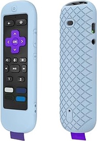 USTIYA Control Remoto Case for Roku TV Ultra 2022 /Voice Remote Pro/Streaming Stick 4K+/Streambar Pro Funda Remote Solar Charging,Silicone Protective Cover,Hanging Rope (Blue)
