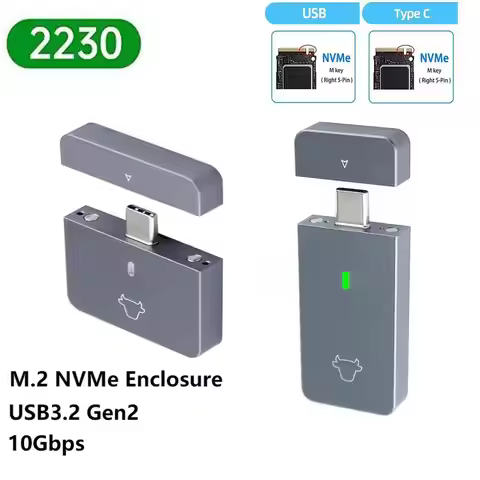 M.2 NVMe 2230 SSD Enclosure USB C Adapter 10Gbps USB3.2 Gen2 External SSD Case for M2 2230 NVMe SN74