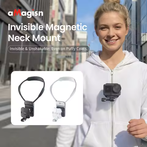 aMagisn Invisible Magnetic Neck Mount, POV Neck Mount Action Camera Holder for Gopro DJI POCKET 4 4P