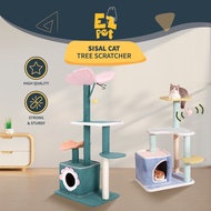 EZPET🐱Premium Sisal Cat Tree Scratcher 3 Levels Cat Scratcher Pets Kitten Scratching Post Board Cat Toys Kucing 猫树猫爬架