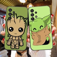 Cartoon Baby Groot &amp; Yoda Soft Black Silicon TPU Cell Phone Case For  Samsung Galaxy A23 A20 A14 A13 A12 A11 A10 A9 A8 A7 A6 A5 A05 A04 A03 F12 M12 S E Star Plus 5G