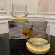 Citinova Ocha set Isi 2 Pcs + 2 Tatakan Kayu | Japanese Style Ocha Tea Glass with Coaster