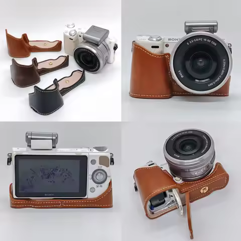 PU Leather Camera Half Case for Sony NEX5 NEX-5 NEX5R NEX-5R NEX5T NEX-5T Battery Opening Bottom Cov