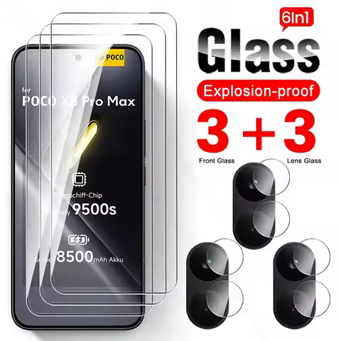 For Xiaomi Poco X7 Pro 5G Glass 6To1 9H Tempered Glass Screen Protector Little Poko X8 Pro Max Camer