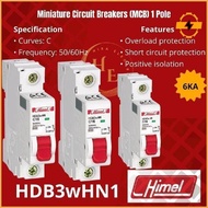 Mcb Himel 1 Phase / 1 Pole Hdb3Whn1 6Ka 2A/4A/6A/10A/16A/20A/25A/32A/40A/50A/63A Premium