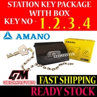 ( Package C ) Amano Station Key Watchman Clock Key With Box - Amano Key No 1,2,3,4