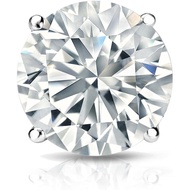 14k Gold Round SINGLE Diamond Stud Earring (1/10cttw, J-K, I2-I3) 4-Prong Basket set with Screw-back