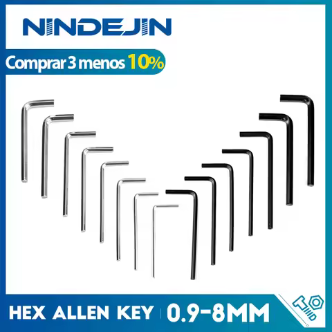 NINDEJIN 2-20pcs L shaped hex hexagon key allen wrench 0.9mm 1.5mm 2mm 2.5mm 3mm 4mm 5mm 6mm 8mm car