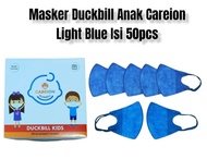 masker duckbill anak putih polos careion masker duckbill kids isi 50 - light blue