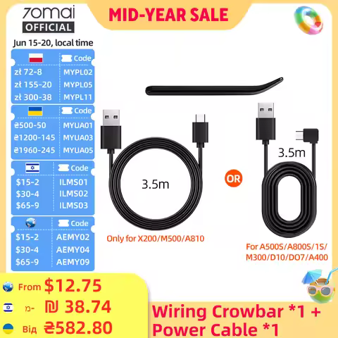 70mai Type-C Charging Cable for 70mai A810 X200 M500 & Micro USB Cable for 70mai 4K A800S 70mai A500