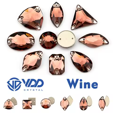 VDD S111 Wine Chamfer Top Quality K9 Glass Sew On Rhinestones Crystal Sewing Flatback Stones For Clo