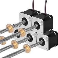 5 Pack Nema 17 Stepper Motor TR8x8 300mm with T8 Lead Screw 1.8‌°‌ 2 Phase High Torque 0.44Nm (62.31