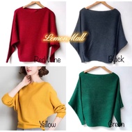 🌸Ready Stock🌸Batwing Blouse Knitted Muslimah Baju Women Plain Long Sleeves Knitte...