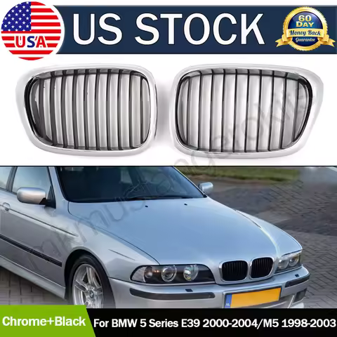 Magickit Front Bumper Grille Chrome For BMW 5 Series E39 525i 528i 540i M5 1998-2003 Front Kidney Gr