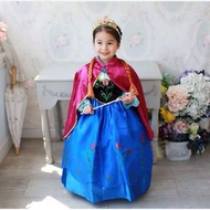 Disney Princess frozen Anna costume dress with cloak cloth girl toddler cosplay concert dress 1-8T