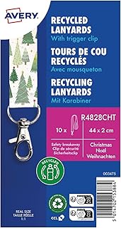 Avery 10 x Neck Lanyard with Metal Carabiner 2cm - Recycled Polyester Neck Straps with Soft Satin Fa