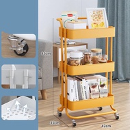 REDBUZZ Trolley Storage Rack / Office Shelves Home Kitchen Trolley Storage Rack with Wheel Rak Dapur