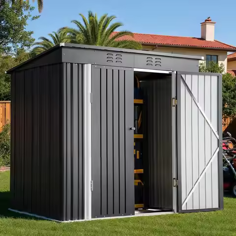 6' x 4' Outdoor Storage Shed Clearance, Metal Outdoor Storage Cabinet with Double Lockable Doors, Wa