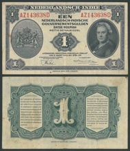 Uang Kuno Nederlandsch Indie NICA 1943 1 Gulden Roepiah