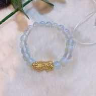 999足金貔貅襯8MM蛋白石手鏈