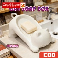 Soap Dish With Drain Creative Cat Shaped Soap Holder Cat Soap Box Bathroom Hand Wash Station Home