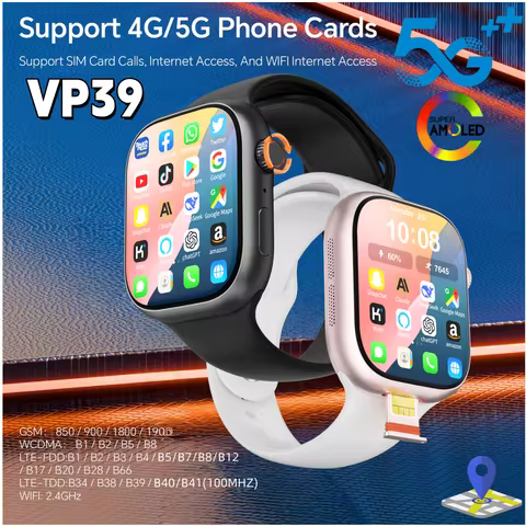 VP39 Smartwatch 2.29inch Amoled Android 12.0 5G LTE Smart Watch With 190° Rotary Camera NFC 1800Mah 