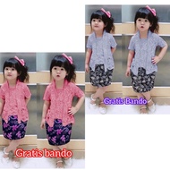 Baby and Children's Kebaya Set Short Span Kutubaru Kebaya for Girls Modern Batik Clothes Uniform for