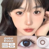 O2GIRL lens nâu Graded (0~-8.00) lens mắt Kính áp tròng màu nâu đen mắt lớn với ống kính tự nhiên