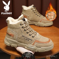 XXYQ People love itPlayboy（PLAYBOY）Dr. Martens Boots Male2023Winter Fashion High-Top Boots Men's Fleece-Lined Outdoor Wo
