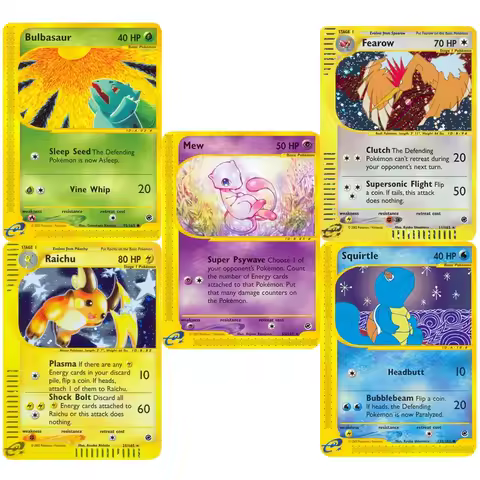 Pokemon Cards Holographic E-Card Series Bulbasaur Raichu Fearow Squirtle Weezing Butterfree Charizar