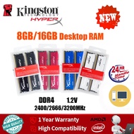【Fast Shipping】2pcs Kingston Hyperx NEW 8GB/16GB Desktop Memory  RAM KIT DDR4 DIMM 2400/2666/3200MHz 288Pin 1.2V RAM PC4- 19200  21300 25600 RAM FOR PC