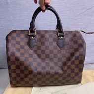71❤️LV 近全新N41531 SPEEDY 30 咖啡色棋盤格 真品正品拉鍊 波士頓包 手提包 紅內裡 附原廠防塵袋 購買證明 紙袋