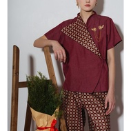 Jolie Clothing Tia Top in Red Batik Top Wanita Batik Top/ Wanita Blouse/ Wanita