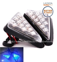 TERMURAH 2 PC Lampu Sen Warna Biru Sen Kedap Kedip Tempel LED Segitiga Motor Ninja, R15, CBR, R25 Fairing - Biru