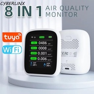 CYBERLINX CO 2 Detector, Alarm Clock Temperature Detector 8-in-1 Indoor Air Quality Monitor, with ND