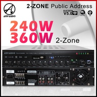 AmpAudio 240W/ 360W Public Address 2-Zone Selector Bluetooth USB Amplifier (4Ω-16Ω / 70V-100V )