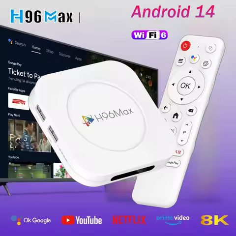 Smart TV Box H96 MAX M1 PLUS Android 14 TV Box 4GB 128GB Wifi6 4K 8K Video Set Top Box Voice Assista