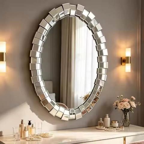 European light luxury bathroom mirror wall wall bathroom mirror smart mirror makeup mirror concave