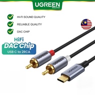 UGREEN USB C To 2 RCA Audio Converter Cable DAC Chip Type C to 2RCA Converter Cable