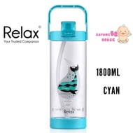 1800ML  Relax Tritan Water Bottle With Straw  D7218  Cyan / Dark Blue / Grey