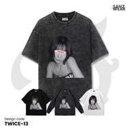 SANZ TWICE t-shirt | Stonewashed washed sandwash t-shirt | Black white longsleeve | TWICE-13